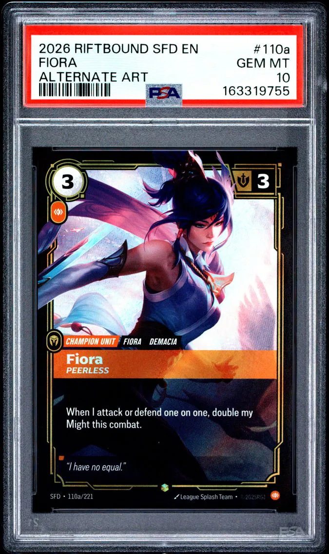 2026 #110a Fiora - Peerless PSA 10 Riftbound: League of Legends Sfd-Spiritforged