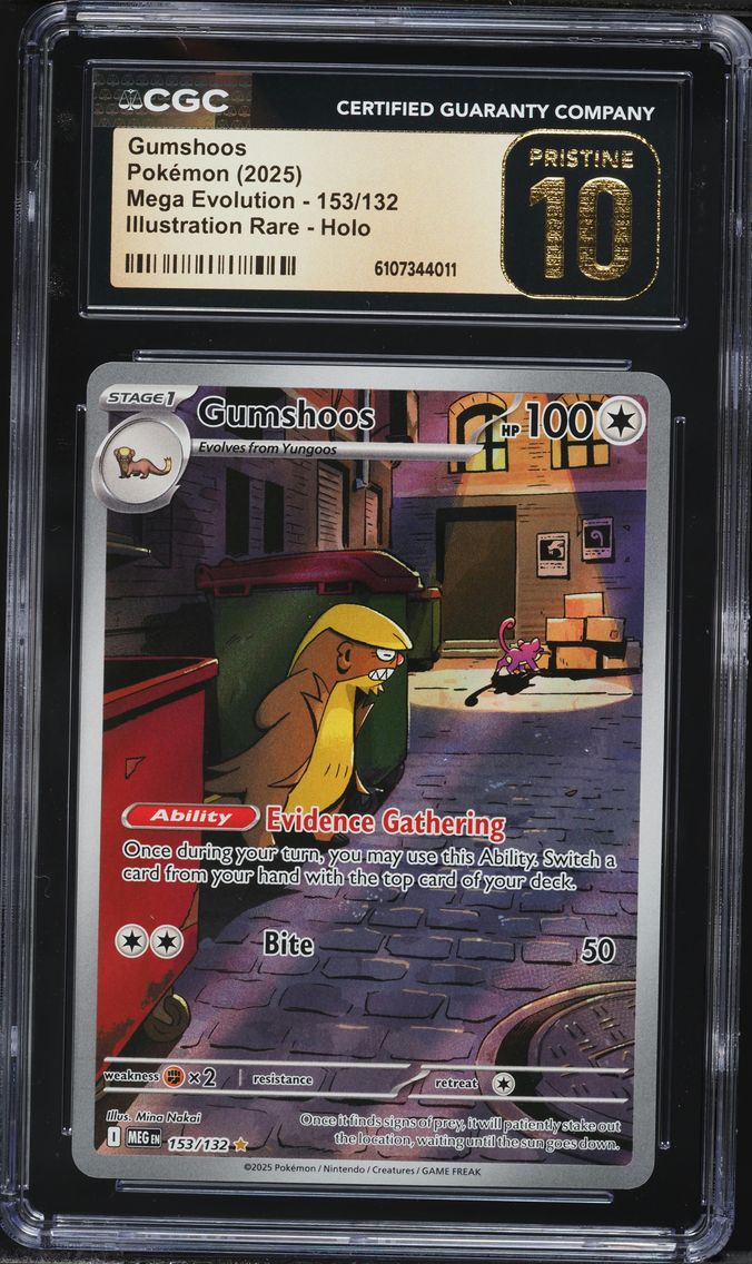 2025 #153 Gumshoos CGC 10 Pristine Meg EN-Mega Evolution Pokemon