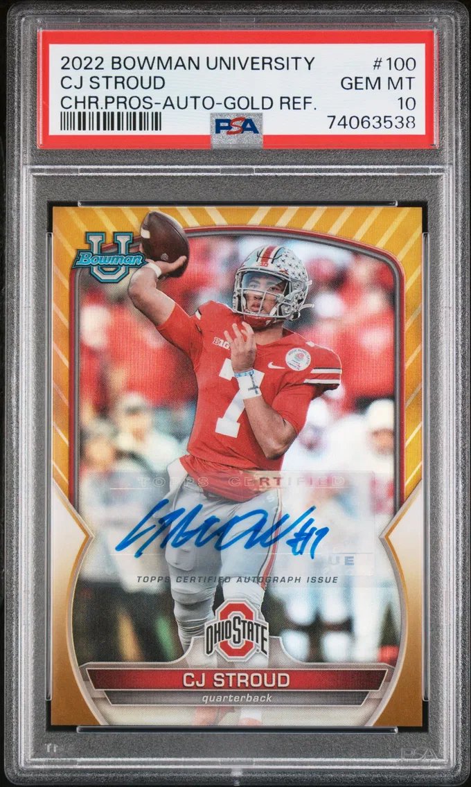 2022 #100 CJ Stroud PSA 10 Bowman University Chrome Prospects