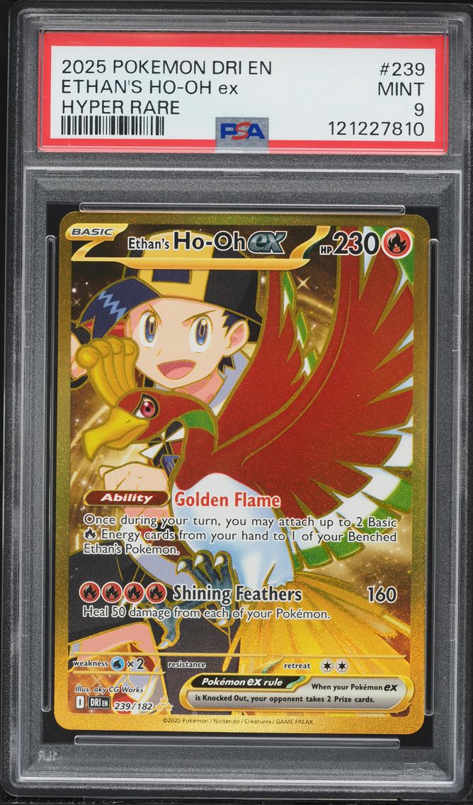 2025 #239 Ethan's HO-Oh EX PSA 9 Dri EN-Destined Rivals Pokemon