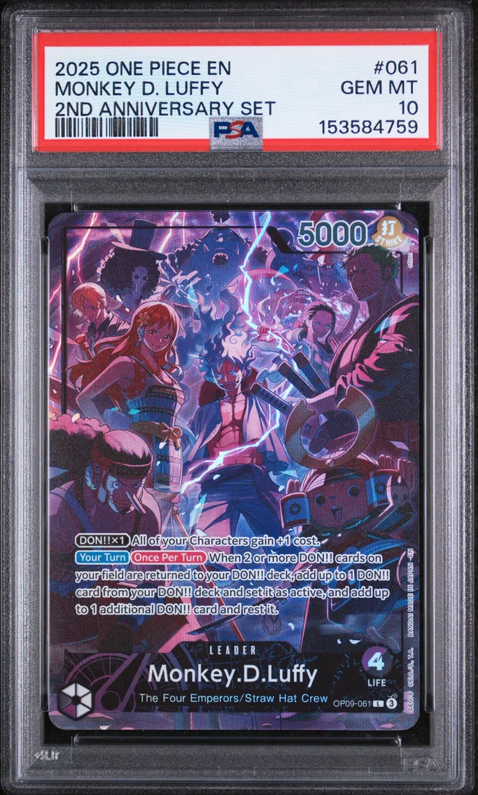 2025 #061 Monkey D. Luffy PSA 10 One Piece English Version 2nd Anniversary Set