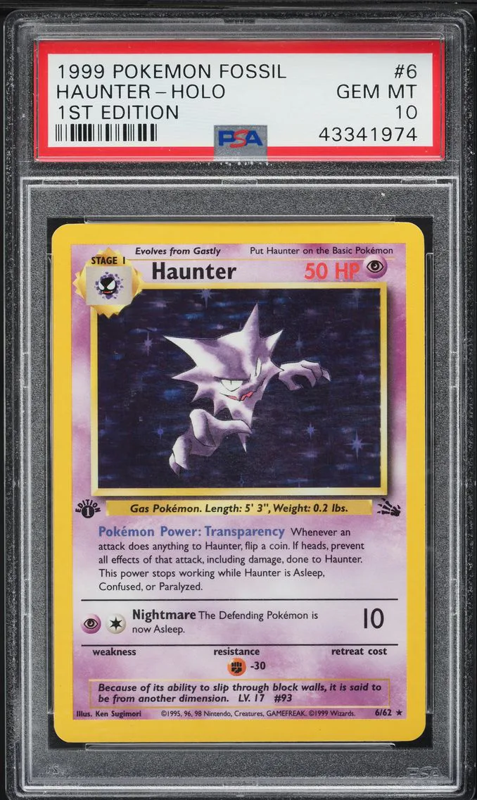 1999 #6 Haunter-Holo 1st Edition PSA 10 Fossil Pokemon