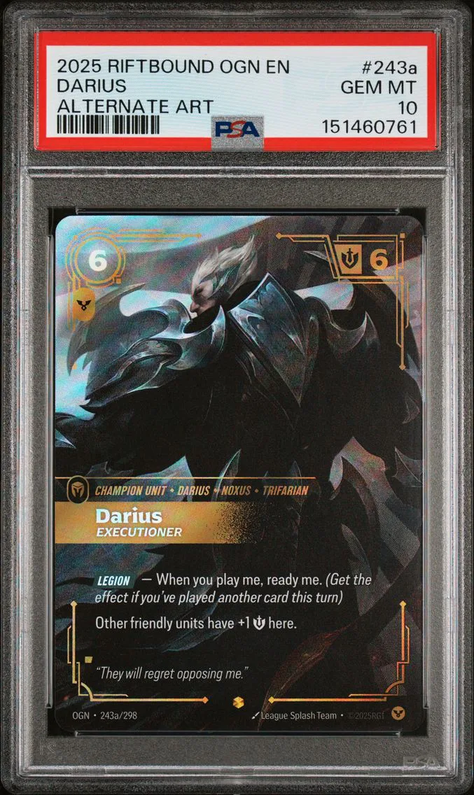 2025 #243a Darius - Executioner PSA 10 Riftbound: League of Legends Ogn-Origins
