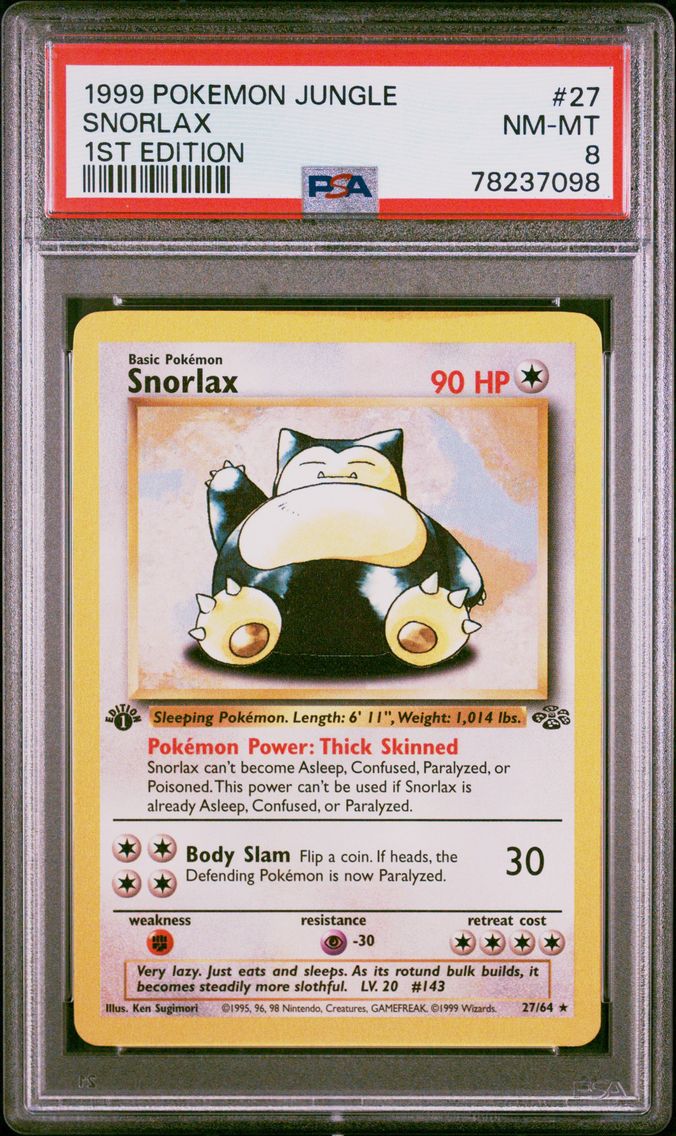 1999 #27 Snorlax 1st Edition PSA 8 Jungle