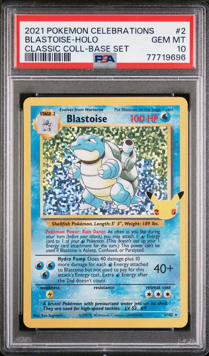 2021 #2 BLASTOISE-HOLO PSA 10 POKEMON CELEBRATIONS CLASSIC COLLECTION