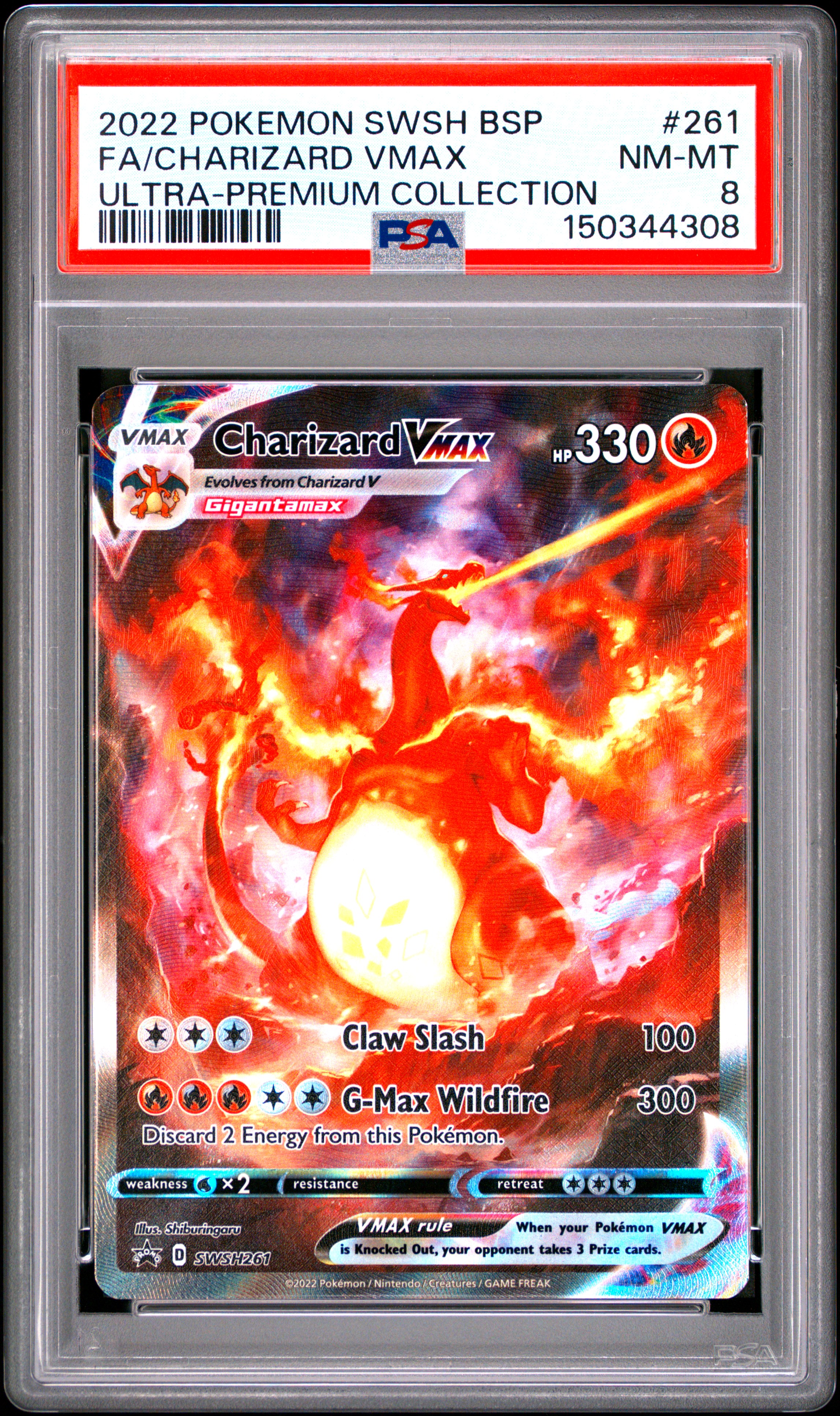 2022 #261 Full Art/Charizard Vmax PSA 8 Swsh Black Star Promo