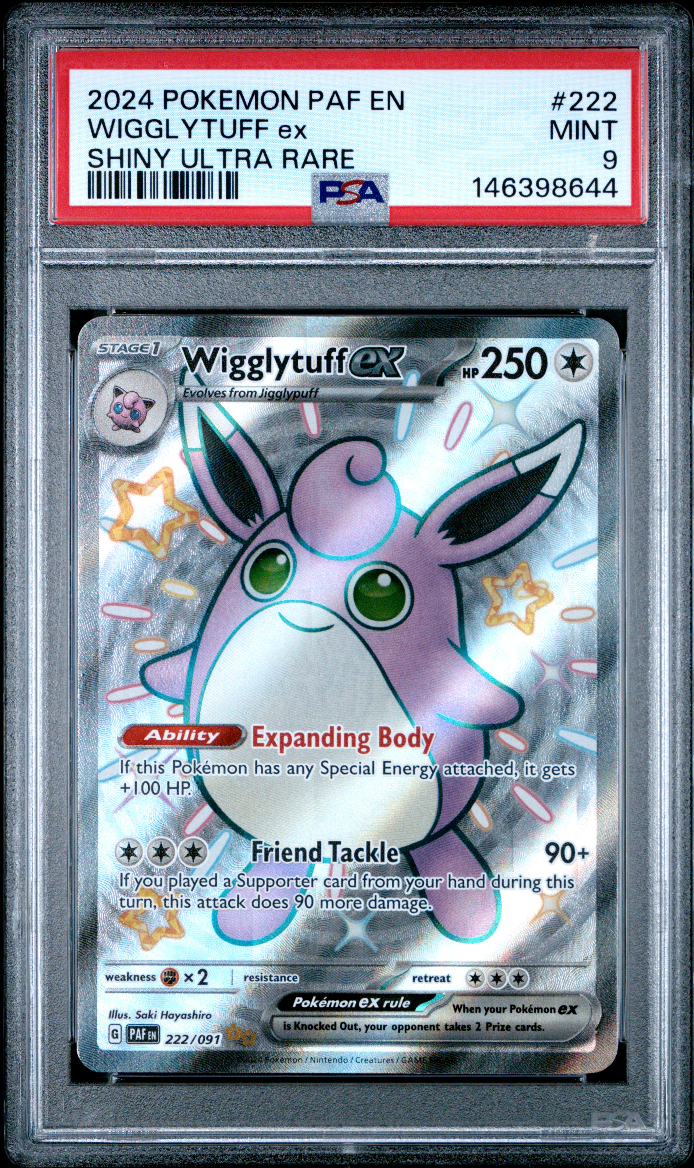 2024 #222 Wigglytuff Ex PSA 9 Paf En-Paldean Fates