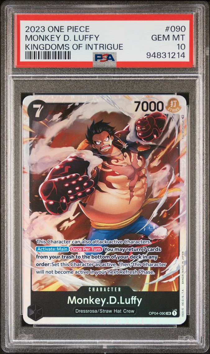 2023 #090 Monkey D. Luffy PSA 10 One Piece OP04-Kingdoms of Intrigue