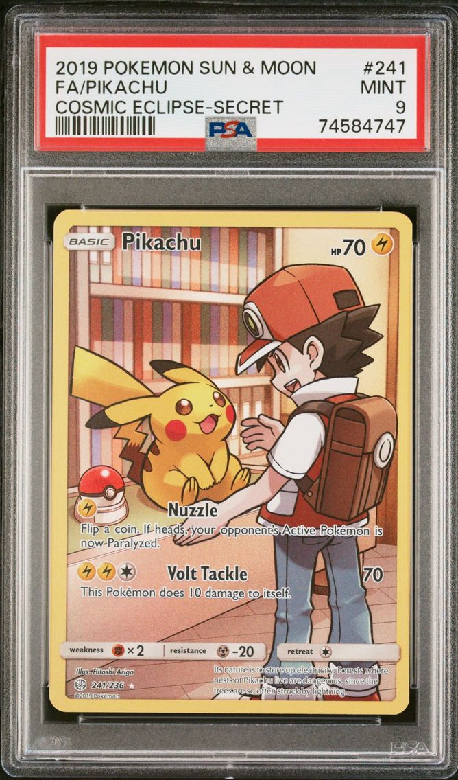 2019 #241 FULL ART/PIKACHU PSA 9 POKEMON SUN & MOON COSMIC ECLIPSE | SECRET