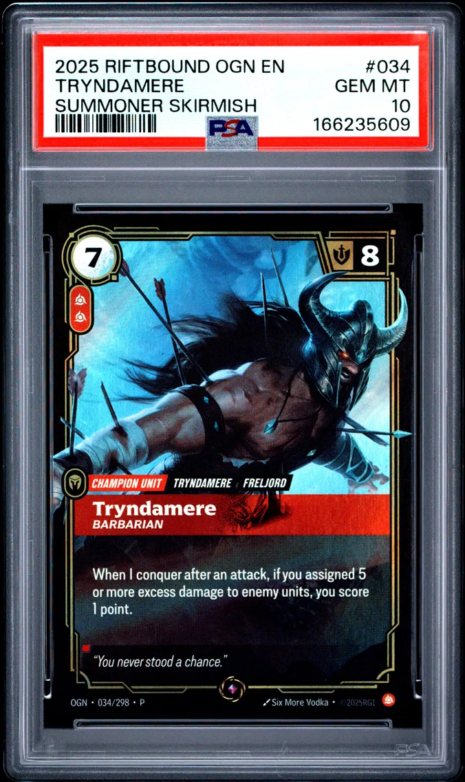 2025 #034 Tryndamere - Barbarian PSA 10 Riftbound: League of Legends Ogn-Origins