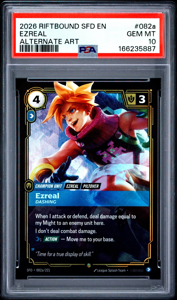 2026 #082a Ezreal - Dashing PSA 10 Riftbound: League of Legends Sfd-Spiritforged