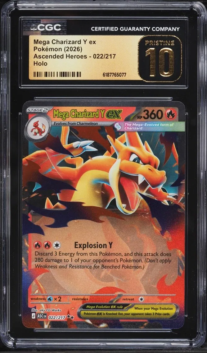 2026 #22 Mega Charizard Y EX CGC 10 Pokemon Mega Evolution Ascended Heroes Holo