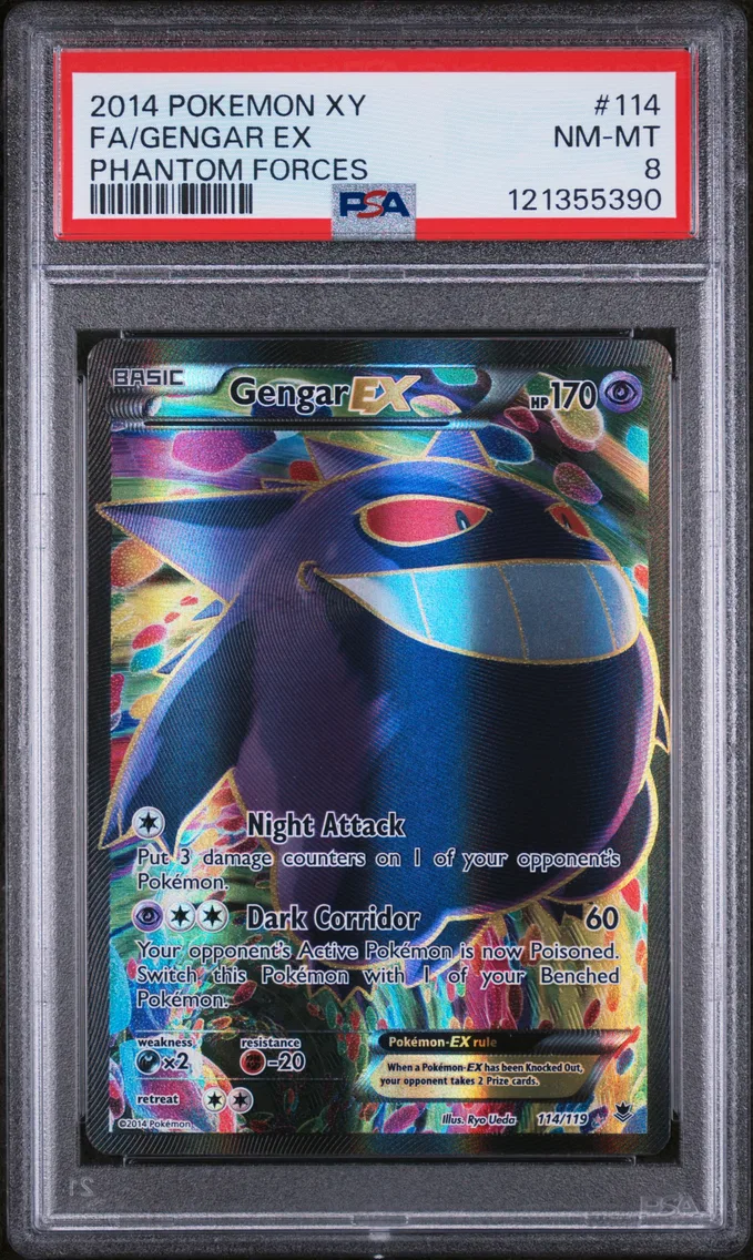 2014 #114 Full Art/Gengar EX PSA 8 XY Phantom Forces