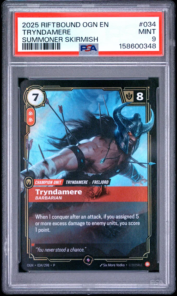 2025 #034 Tryndamere - Barbarian PSA 9 Riftbound: League of Legends Ogn-Origins