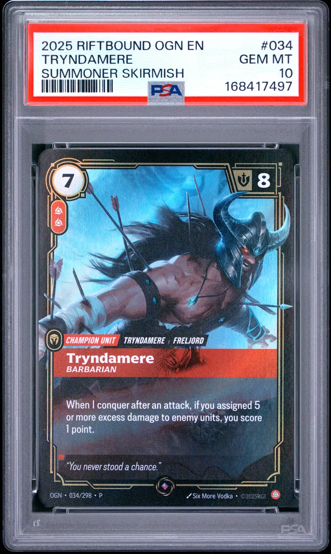 2025 #034 Tryndamere - Barbarian PSA 10 Riftbound: League of Legends Ogn-Origins