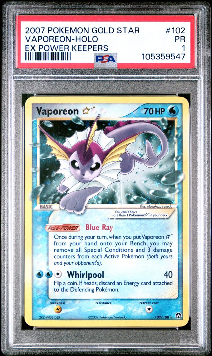 2007 #102 Vaporeon-Holo Gold Sta