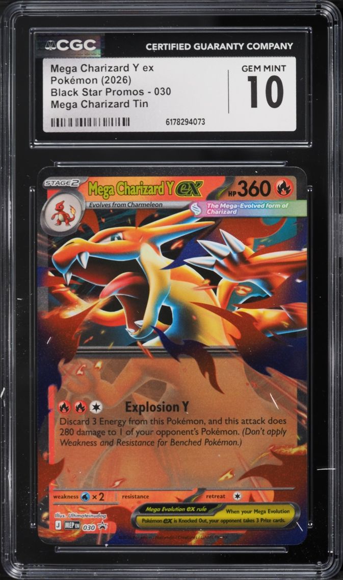 2026 Pokemon Mega Evolution Black Star Promo Tin Mega Charizard Y EX #30 CGC 10 GEM MINT