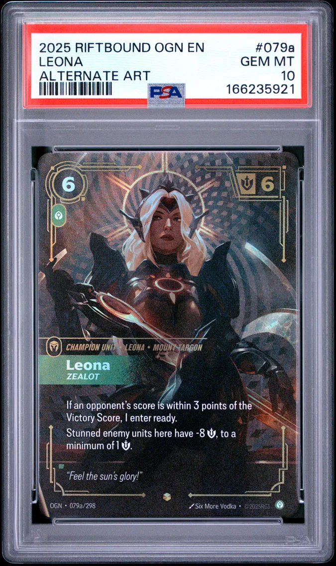 2025 #079a Leona - Zealot PSA 10 Riftbound: League of Legends Ogn-Origins