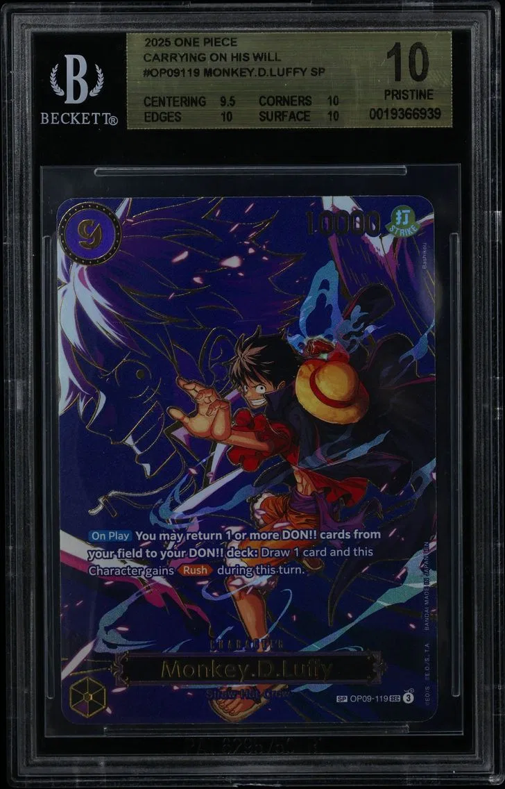 2025 #OP09119 Monkey.D.Luffy SP BGS 10 One Piece Card Game Carrying on His Will