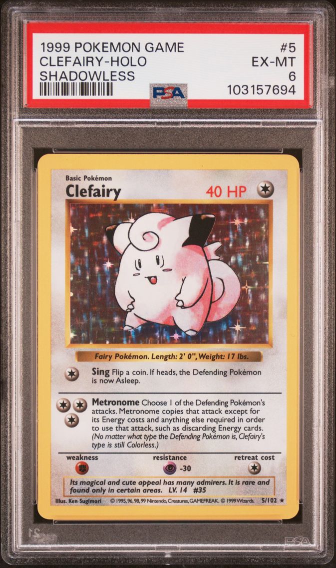 1999 #5 Clefairy-Holo Shadowless PSA 6 Game