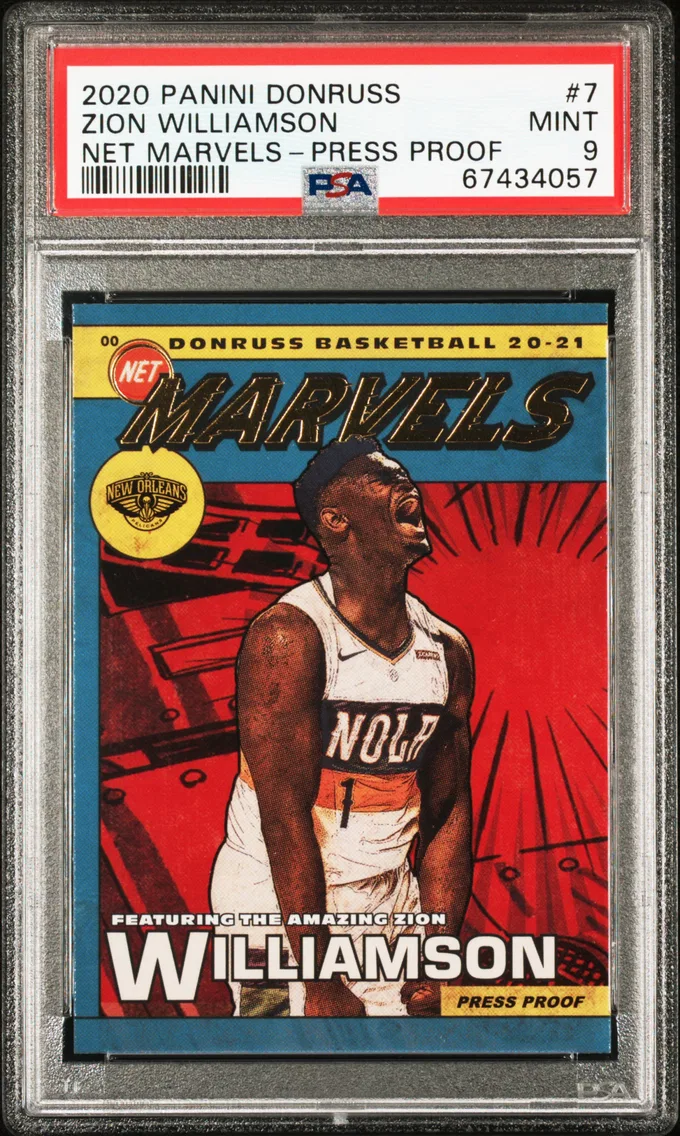 2020 #7 Zion Williamson PSA 9 Panini Donruss Net Marvels