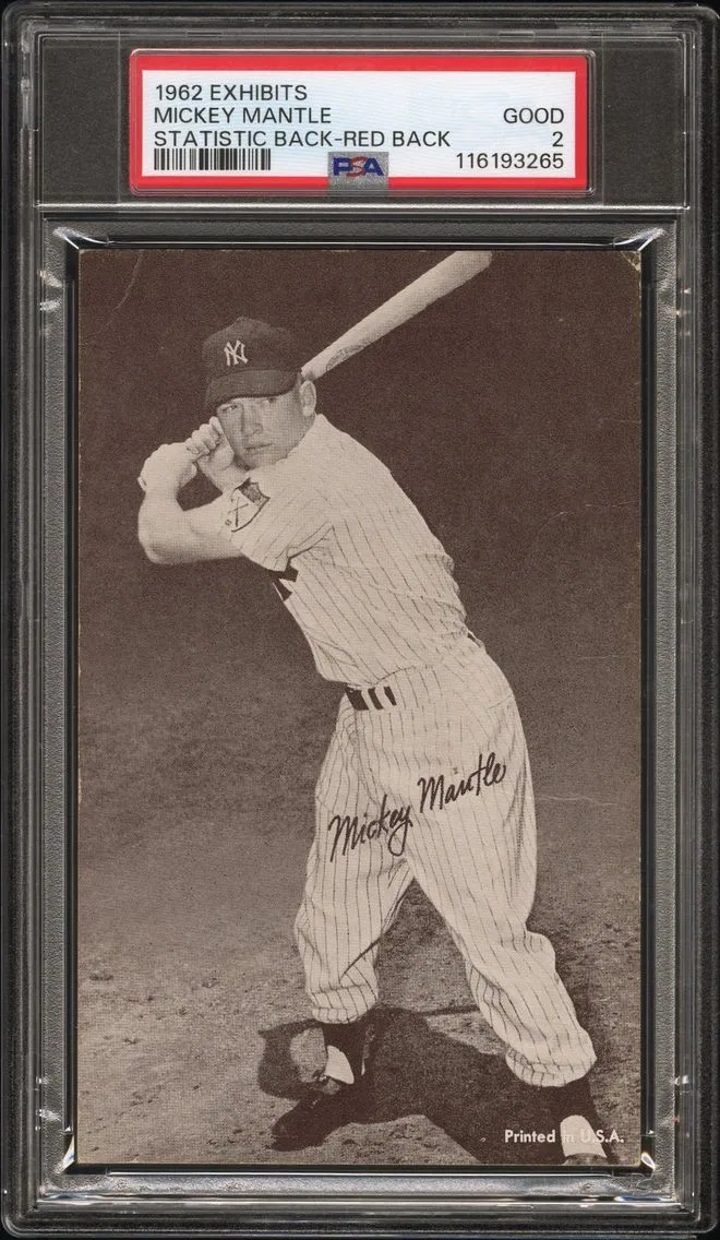 1962 #NA Mickey Mantle PSA 2 Exhibits Statistic Back