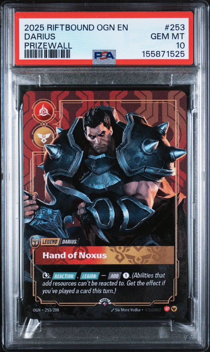 2025 #253 Darius - Hand of Noxus PSA 10 Riftbound: League of Legends Ogn-Origins Plated Legends