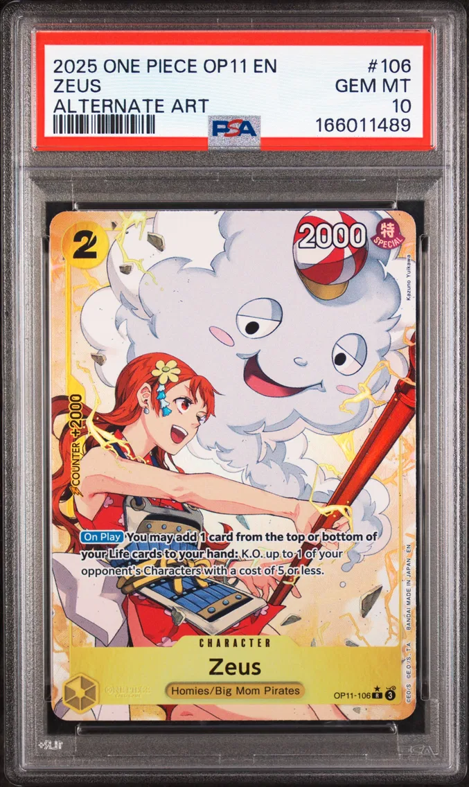 2025 #106 Zeus PSA 10 One Piece OP11-A Fist of Divine Speed