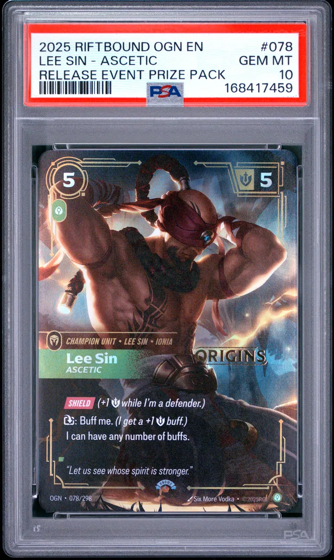 2025 #078 Lee Sin - Ascetic PSA 10 Riftbound: League of Legends Ogn-Origins