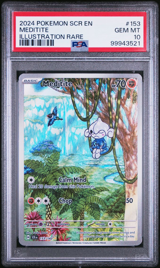 2024 #153 Meditite PSA 10 Scr EN-Stellar Crown Pokemon