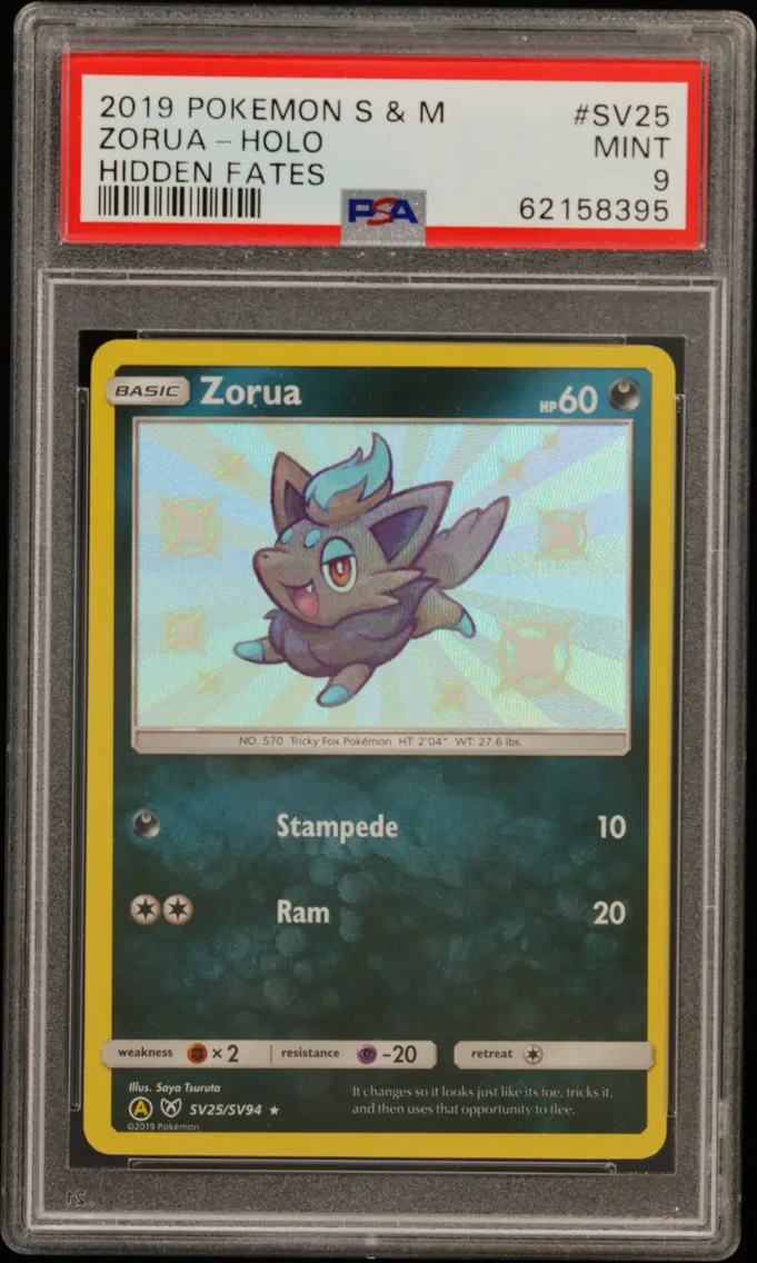 2019 #SV25 Zorua-Holo PSA 9 Sun & Moon Hidden Fates