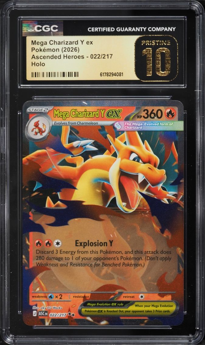 2026 Pokemon Mega Evolution Ascended Heroes Holo Mega Charizard Y EX #22 CGC 10 PRISTINE