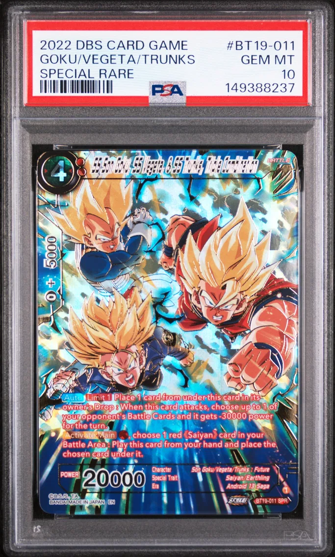 2022 #BT19-011 SS Son Goku, SS Vegeta & SS Trunks, Triple Combination PSA 10 Dragon Ball Super Card Game Series 19 Fighter's Ambition