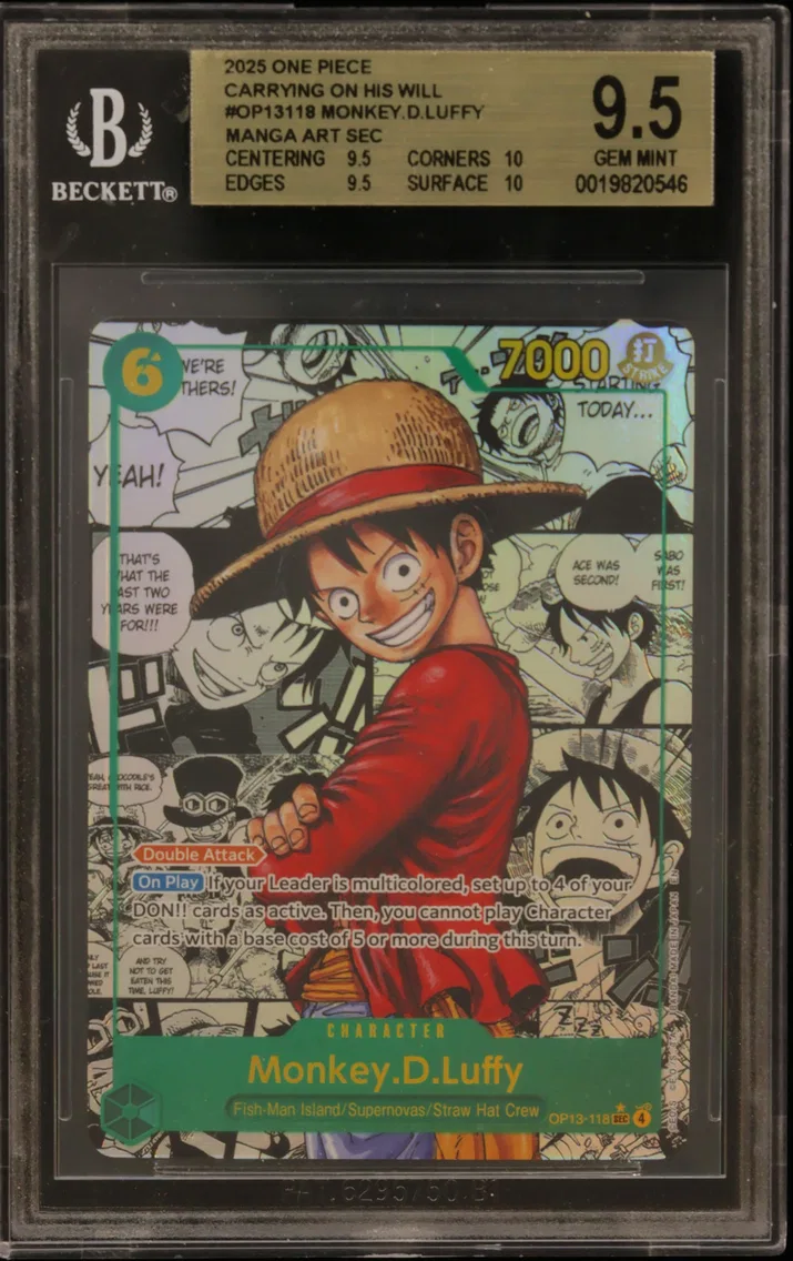 2025 #OP13118 Monkey.D.Luffy MANGA ART SEC BGS 9.5 One Piece Card Game Carrying on His Will