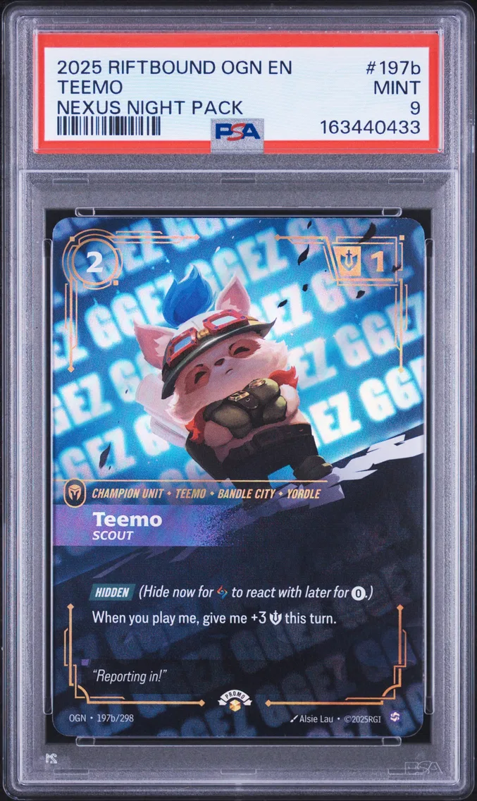 2025 #197b Teemo - Scout PSA 9 Riftbound: League of Legends Ogn-Origins