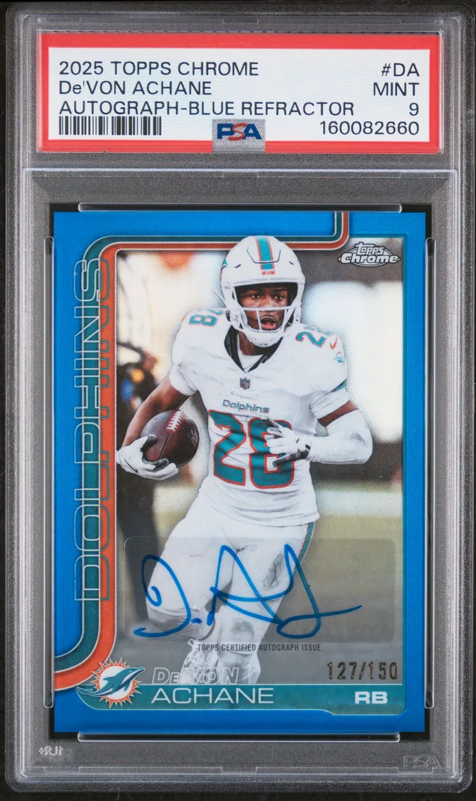 2025 #DA DE'Von Achane PSA 9 Topps Chrome Autographs