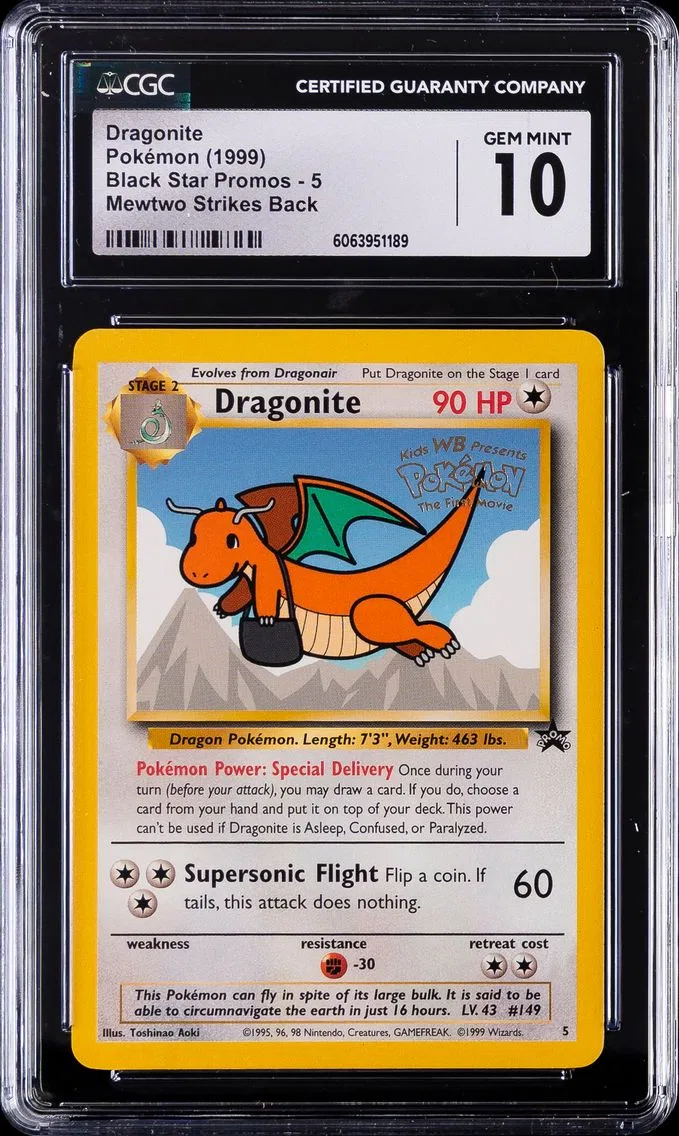 1999 #5 Dragonite CGC 10 Game Movie Pokemon