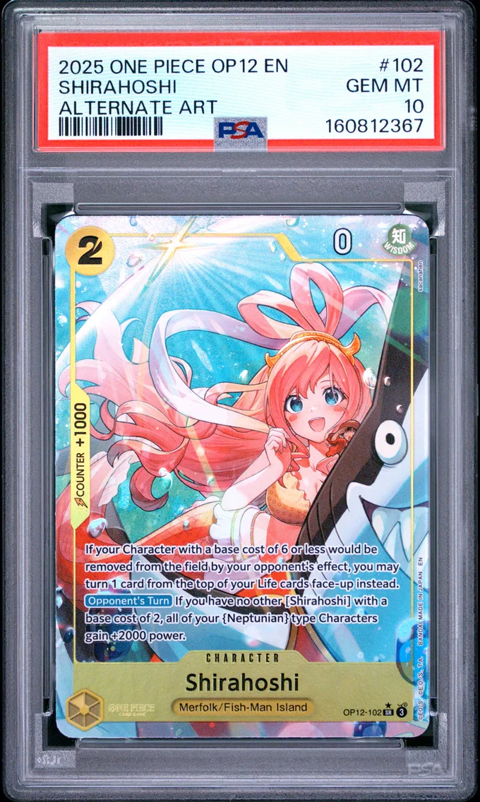 2025 #102 Shirahoshi PSA 10 One Piece OP12-Legacy of the Master