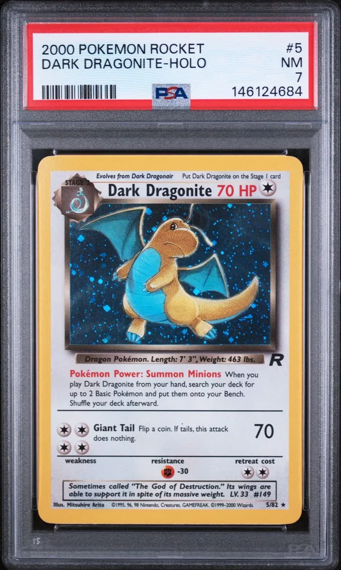 2000 #5 Dark Dragonite-Holo PSA 7 Rocket