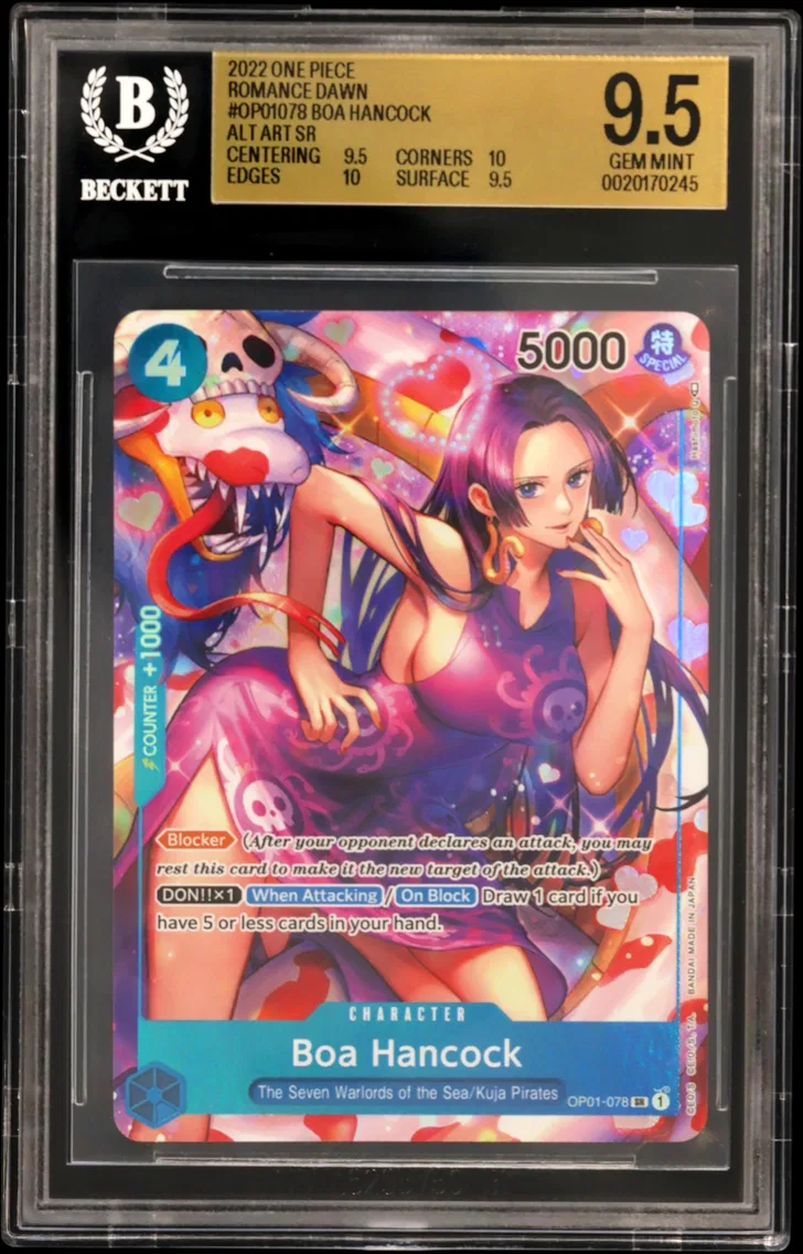 2022 #OP01078 Boa Hancock ALT ART SR BGS 9.5 One Piece Card Game Romance Dawn