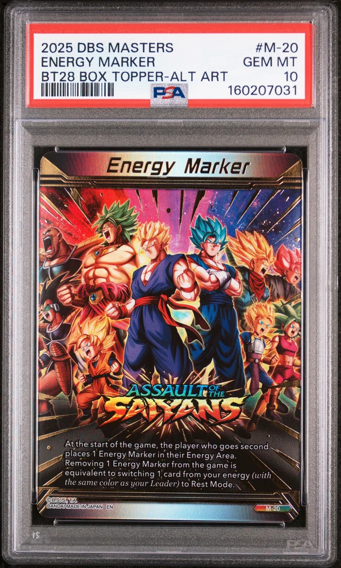 2025 #M-20 Energy Marker PSA 10 Dragon Ball Super Card Game Masters Series 28 Prismatic Clash
