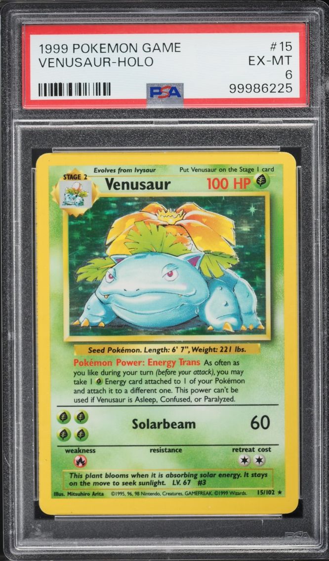 1999 #15 Base Set Holo Venusaur EXMT PSA 6 Pokemon