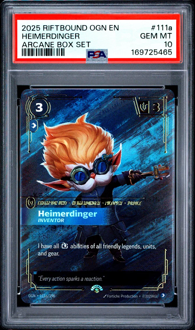 2025 #111a Heimerdinger - Inventor PSA 10 Riftbound: League of Legends Ogn-Origins