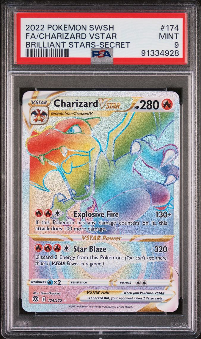 2022 #174 Full Art/Charizard Vstar PSA 9 Sword & Shield Brilliant Stars