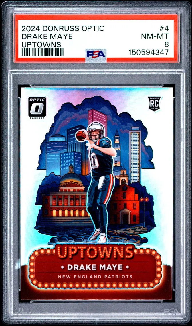 2024 #4 Drake Maye PSA 8 Panini Donruss Optic Uptowns