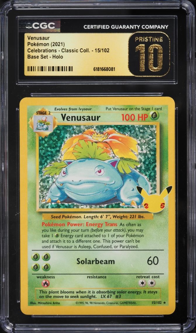 2021 Pokemon Sword & Shield Celebrations Classic Collection Holo Venusaur #15 CGC 10 PRISTINE