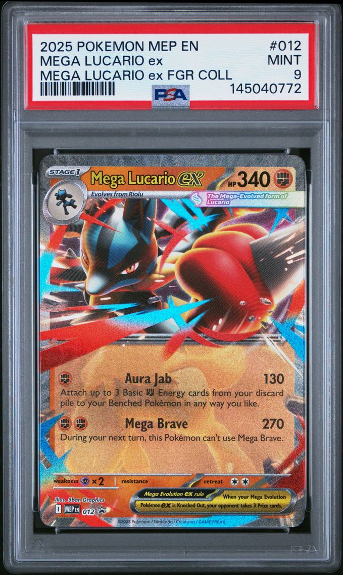 2025 #012 Mega Lucario EX PSA 9 Mep EN-Me Black Star Promo