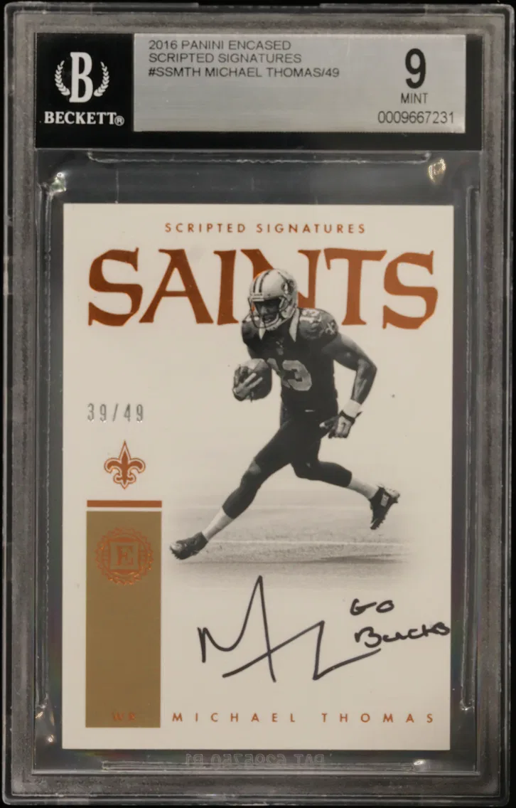 2016 #SSMTH Michael Thomas/49 (#SSMTH) BGS 9 Panini Encased Scripted Signatures