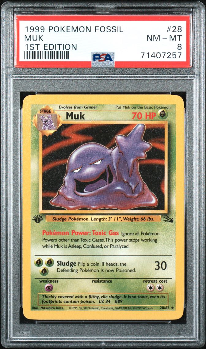 1999 #28 Muk 1st Edition PSA 8 Fossil