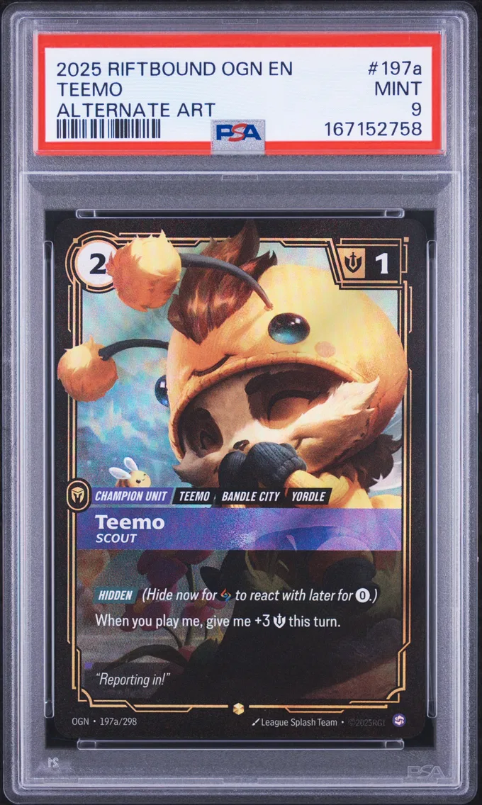 2025 #197a Teemo - Scout PSA 9 Riftbound: League of Legends Ogn-Origins